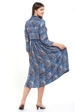 Load image into Gallery viewer, New Women Stripe Print Rayon Long Sleeve Midi Dress
