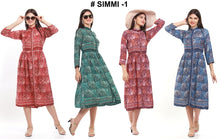 Load image into Gallery viewer, New Women Stripe Print Rayon Long Sleeve Midi Dress
