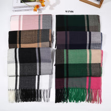 Load image into Gallery viewer, New Women Big Check Design Printed Winter Cotton/Viscose Scarf
