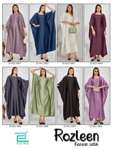 Load image into Gallery viewer, New Rozleen Satin Kaftan Free Size
