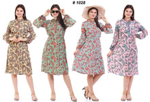 Load image into Gallery viewer, New Women Floral Design Round Neck Long Sleeve Casual Mini Dress
