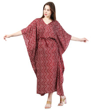 Load image into Gallery viewer, New Women Zig Zag Dot Print Rayon Kaftan with Drawstring Free Size
