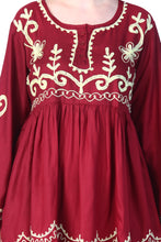 Load image into Gallery viewer, New Women Round Neck Design Embroidery  Rayon Mini Dress
