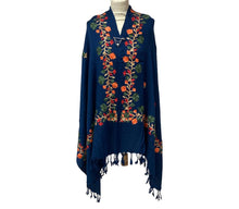 Load image into Gallery viewer, New Women Embroidery Floral Border Shawl with Beads Casual Shawl
