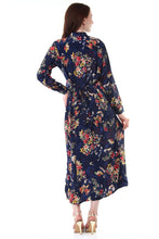 Load image into Gallery viewer, New Women Round Neck Beautiful Flower Print Polyester Dress
