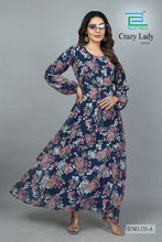 Load image into Gallery viewer, New Women Round Neck Floral Print Polyester Long Sleeve Maxi Party Dress
