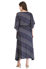 Load image into Gallery viewer, New Women Block Stripe Design Rayon Maxi Kaftan with Drawstring Free Size
