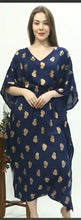 Load image into Gallery viewer, New Women V Neck Paisley Floral Print Rayon Kaftan with Drawstring Free Size
