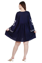 Load image into Gallery viewer, New Women Round Neck Design Embroidery  Rayon Mini Dress
