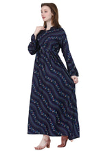 Load image into Gallery viewer, New Women Flower Print Long Sleeve Rayon Maxi Dress
