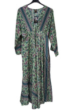 Load image into Gallery viewer, Women Floral Art Silk Maxi Long Sleeve Summer Dress Free Size
