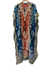 Load image into Gallery viewer, New Women Paisley Floral Print Polyester Kaftan Dress Free Size
