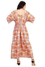 Load image into Gallery viewer, New Women V-Neck Long Sleeve Printed Silk Maxi Dress Free Size
