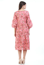 Load image into Gallery viewer, New Women Round Neck Design Flower print Midi Summer Dress
