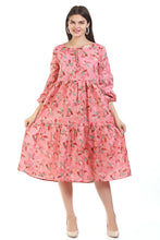 Load image into Gallery viewer, New Women Round Neck Design Flower print Midi Summer Dress
