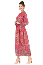 Load image into Gallery viewer, New Ladies Round Neck Floral Print Polyester Long Maxi Dress
