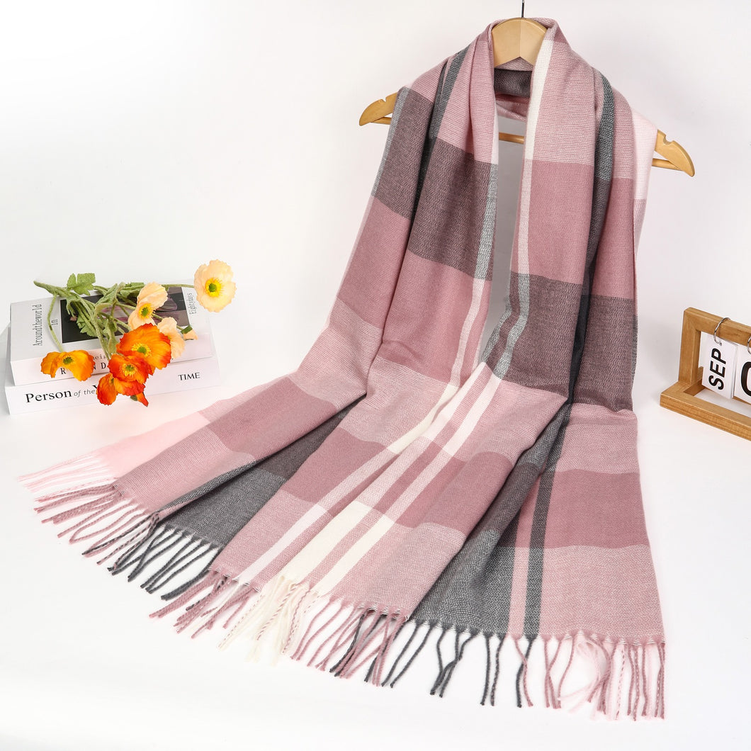 New Women Big Check Design Printed Winter Cotton/Viscose Scarf