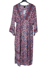 Load image into Gallery viewer, Women Floral Art Silk Maxi Long Sleeve Summer Dress Free Size
