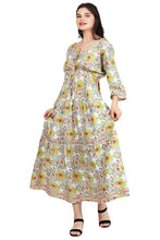 Load image into Gallery viewer, New Women V-Neck Long Sleeve Printed Silk Maxi Dress Free Size
