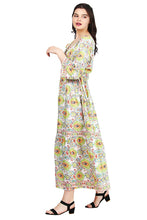 Load image into Gallery viewer, New Women V-Neck Long Sleeve Printed Silk Maxi Dress Free Size
