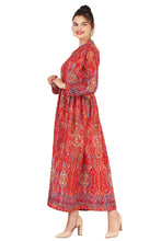 Load image into Gallery viewer, New Ladies Round Neck Floral Print Polyester Long Maxi Dress
