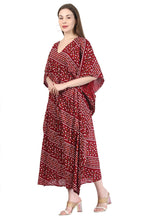 Load image into Gallery viewer, New Women Block Stripe Design Rayon Maxi Kaftan with Drawstring Free Size
