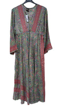 Load image into Gallery viewer, Women Paisley Print V-Neck Long Sleeve Silk Dress One Size
