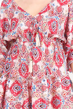 Load image into Gallery viewer, New Women V-Neck Long Sleeve Printed Silk Maxi Dress Free Size
