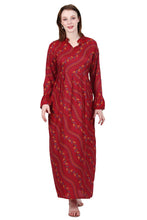 Load image into Gallery viewer, New Women Flower Print Long Sleeve Rayon Maxi Dress
