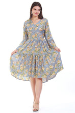 Load image into Gallery viewer, New Women Floral V Neck Long Sleeve Summer Midi Dress
