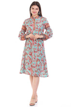 Load image into Gallery viewer, New Women Floral Design Round Neck Long Sleeve Casual Mini Dress
