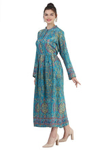 Load image into Gallery viewer, New Ladies Round Neck Floral Print Polyester Long Maxi Dress
