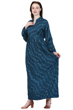 Load image into Gallery viewer, New Women Flower Print Long Sleeve Rayon Maxi Dress
