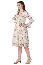 Load image into Gallery viewer, New Women Round Neck Long Sleeve Floral Rayon Midi Dress
