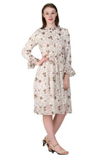 Load image into Gallery viewer, New Women Round Neck Long Sleeve Floral Rayon Midi Dress
