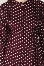 Load image into Gallery viewer, New Women Rayon Polka Dot Print Long Sleeve Front Button Pleated Shirt Dress
