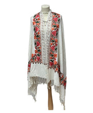 Load image into Gallery viewer, New Women Embroidery Floral Border Shawl with Beads Casual Shawl
