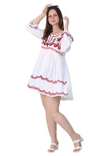 Load image into Gallery viewer, New Women Round Neck Design Embroidery  Rayon Mini Dress
