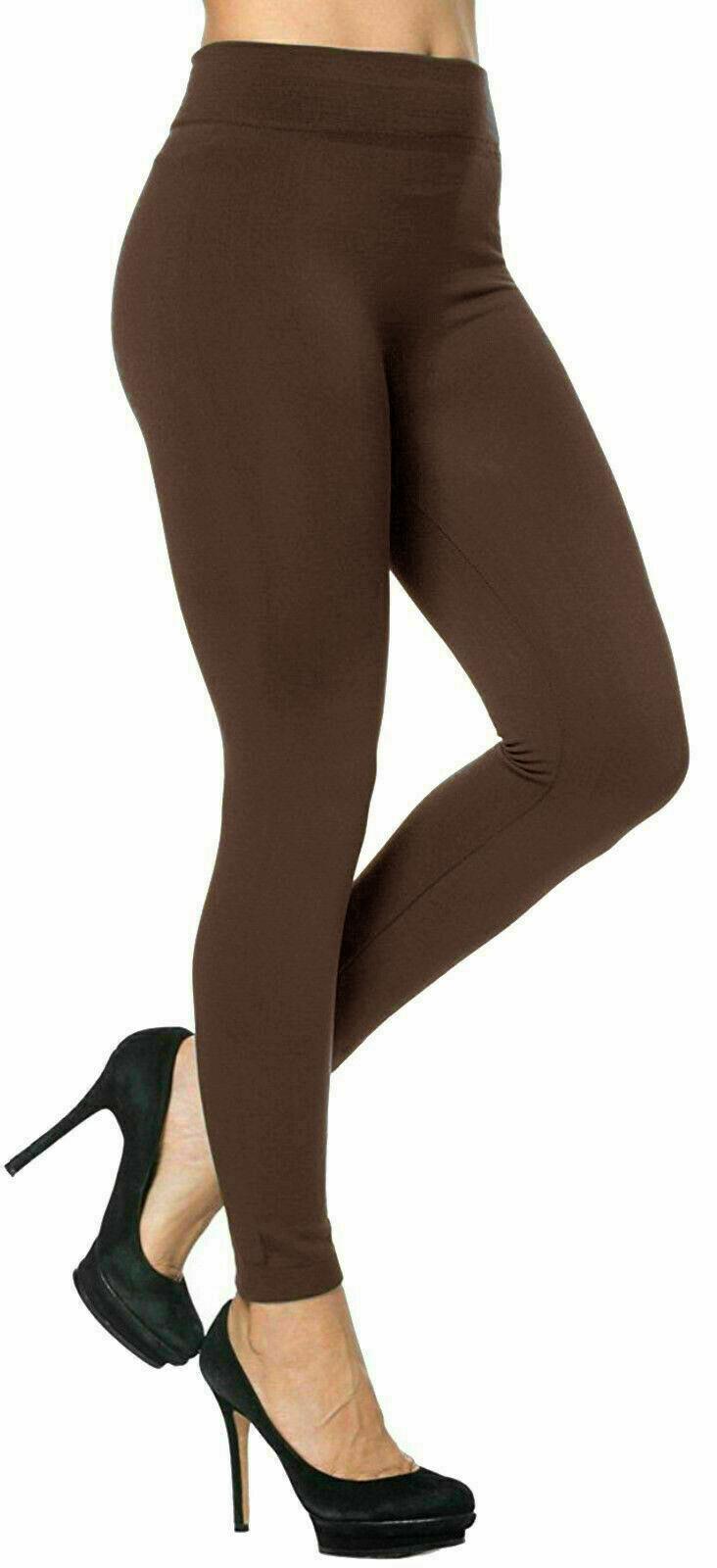 New Ladies Thick Winter Thermal Leggings Fleece Lined Warm High Waist Size UK