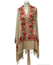 Load image into Gallery viewer, New Women Embroidery Floral Border Shawl with Beads Casual Shawl
