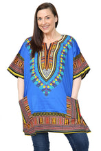 Load image into Gallery viewer, Ladies Short African Kaftan With Dashiki Print Pockets 100% Cotton UK
