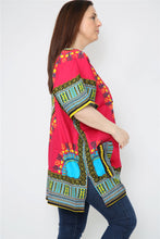 Load image into Gallery viewer, Ladies Short African Kaftan With Dashiki Print Pockets 100% Cotton UK
