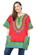 Load image into Gallery viewer, Ladies Short African Kaftan With Dashiki Print Pockets 100% Cotton UK
