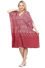 Load image into Gallery viewer, New Women Short floral Printed Rayon Kaftan Dress Summer FREE SIZE
