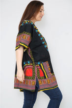 Load image into Gallery viewer, Ladies Short African Kaftan With Dashiki Print Pockets 100% Cotton UK
